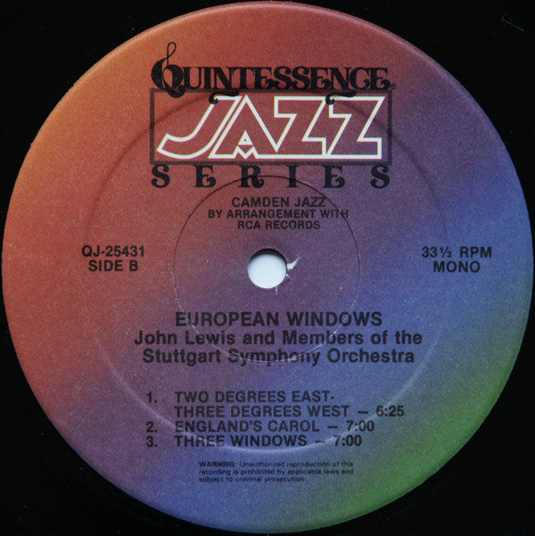 John Lewis (2) : European Windows (LP, Album, Mono)