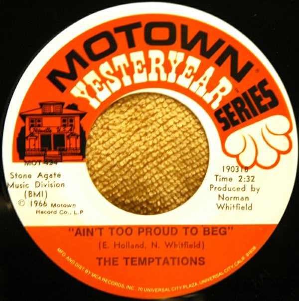 The Temptations : Ain't Too Proud To Beg / Get Ready (7", Single, Mono, RP)