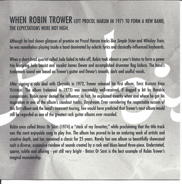 Robin Trower : Bridge Of Sighs (CD, Album, RE, RM)