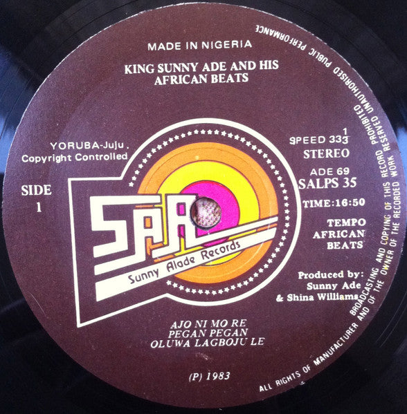 King Sunny Ade & His African Beats : Ajoo (LP, Album)