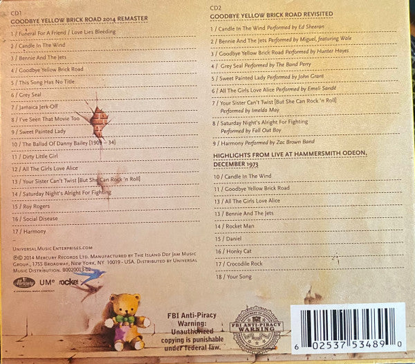 Elton John : Goodbye Yellow Brick Road (CD, Album, RE, RM + CD, Album + Dlx, 40t)