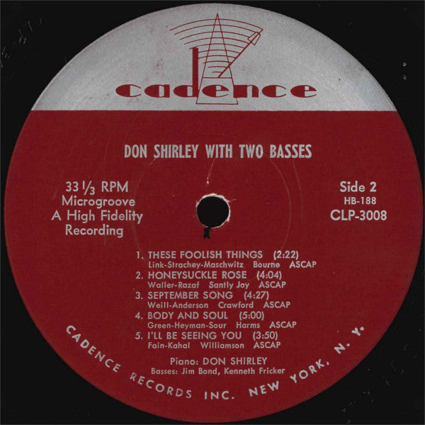 Don Shirley : Don Shirley With 2 Basses (LP, Album, Mono)