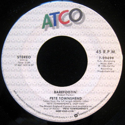 Pete Townshend : Barefootin' (7")