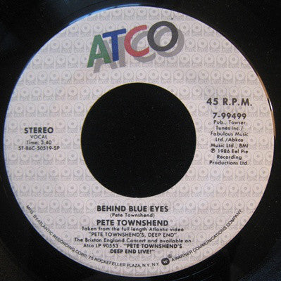 Pete Townshend : Barefootin' (7")