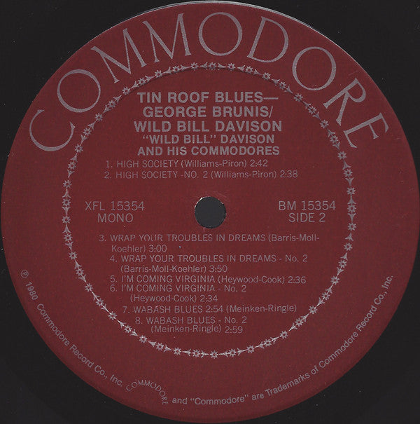 George Brunis And His Jazz Band* / "Wild Bill" Davison And His Commodores* : Tin Roof Blues (LP, Comp)