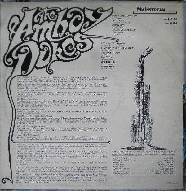 The Amboy Dukes : The Amboy Dukes (LP, Album, RP)