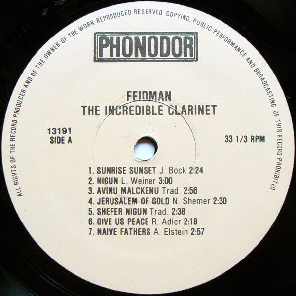 Giora Feidman : The Incredible Clarinet (LP)