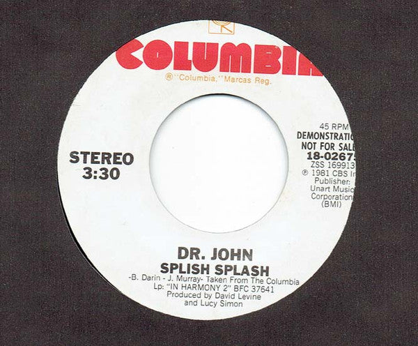 Dr. John : Splish Splash (7", Promo, Styrene)
