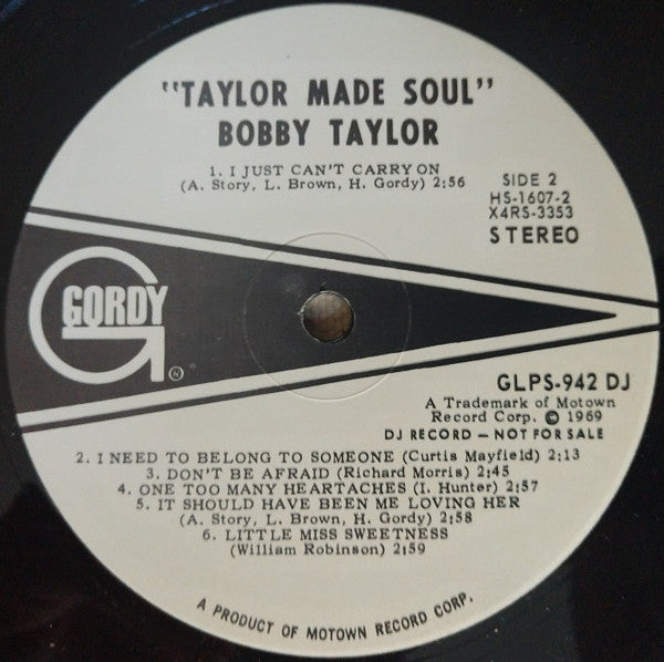 Bobby Taylor : Taylor Made Soul (LP, Album, Promo)