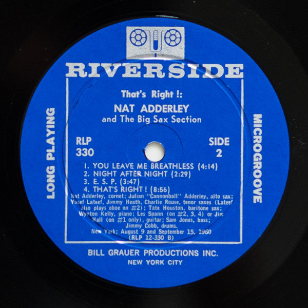 Nat Adderley And The Big Sax Section : That's Right! (LP, Album, Mono)