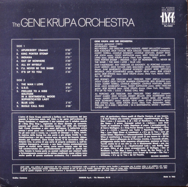 Gene Krupa And His Orchestra : The Gene Krupa Orchestra (LP, Comp)