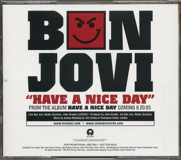 Bon Jovi : Have A Nice Day (CD, Single, Promo)