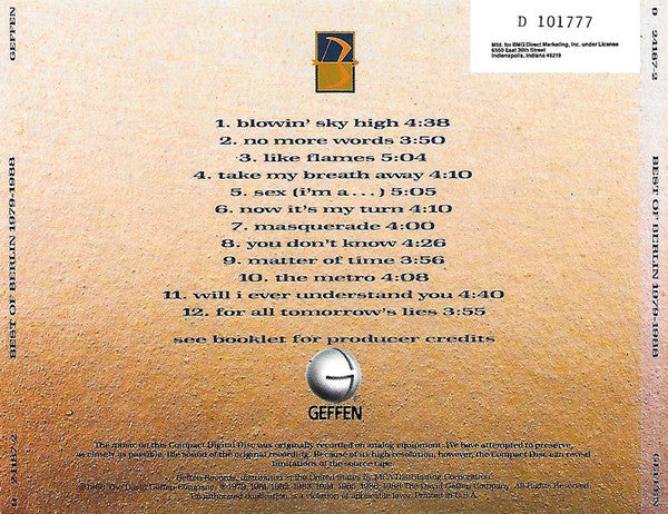 Berlin : Best Of Berlin 1979-1988 (CD, Comp, Club, RP, DDI)