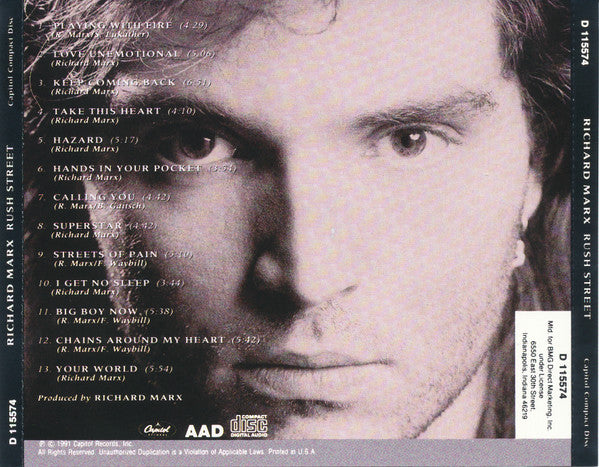 Richard Marx : Rush Street (CD, Album, Club)