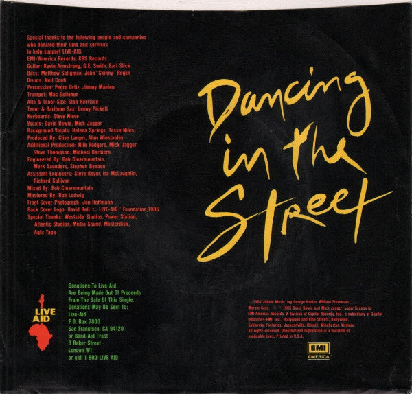 David Bowie And Mick Jagger : Dancing In The Street (7", Single, Jac)