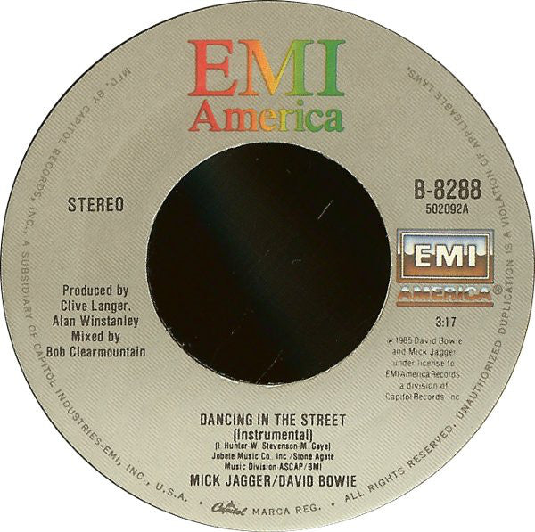 David Bowie And Mick Jagger : Dancing In The Street (7", Single, Jac)