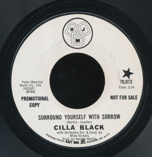 Cilla Black : Surround Yourself With Sorrow (7", Promo)