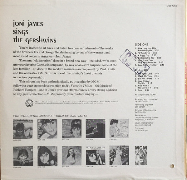 Joni James : Joni James Sings The Gershwins (LP, Album, Mono)