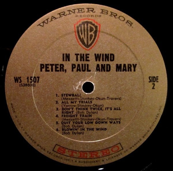 Peter, Paul & Mary : In The Wind (LP, Album, RP, Pit)