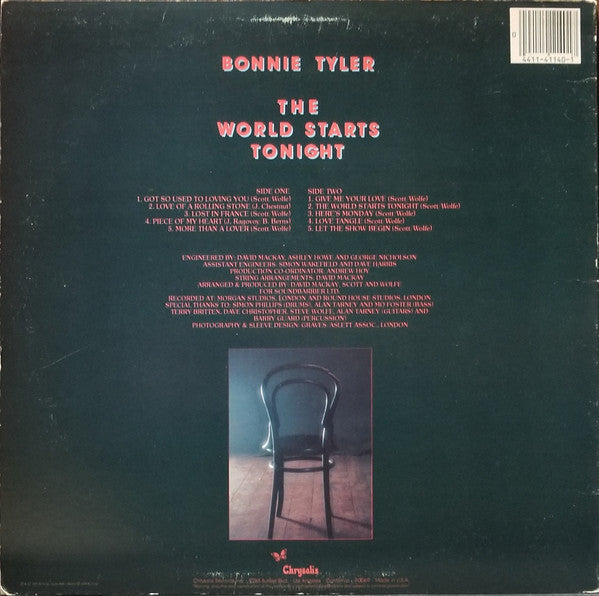 Bonnie Tyler : The World Starts Tonight (LP, Album, RE)