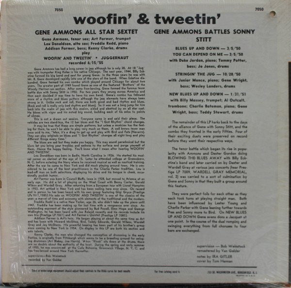 Gene Ammons' All Stars / Gene Ammons Battles Sonny Stitt : Woofin' & Tweetin' (LP, Album, Mono, RE, RM)