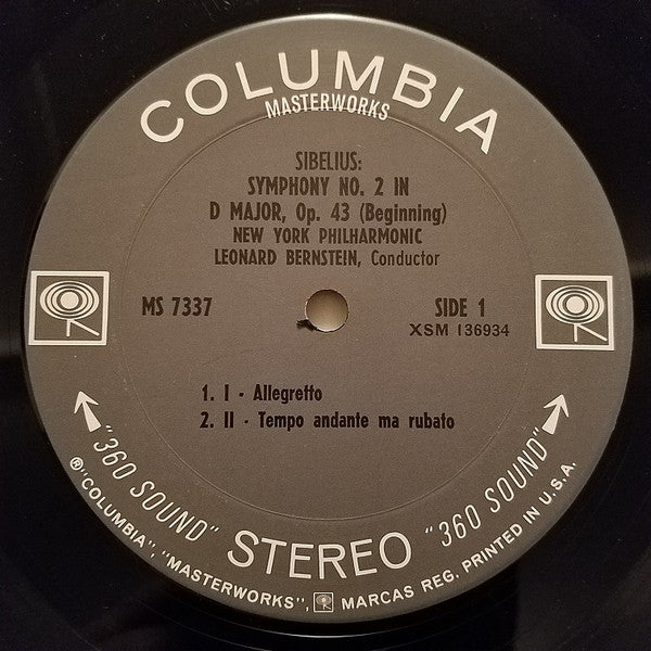 Jean Sibelius - Leonard Bernstein, New York Philharmonic : Symphony No. 2 (LP)