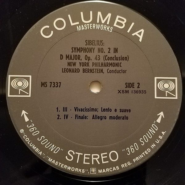 Jean Sibelius - Leonard Bernstein, New York Philharmonic : Symphony No. 2 (LP)