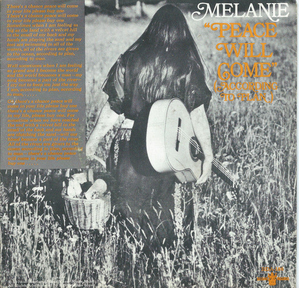 Melanie (2) : Peace Will Come (According To Plan) (7", Single, Ame)