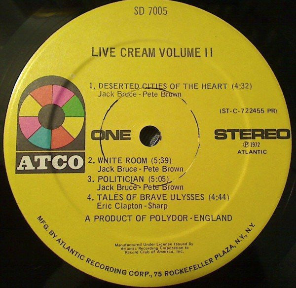 Cream (2) : Live Cream Volume II (LP, Album, Club, RE)
