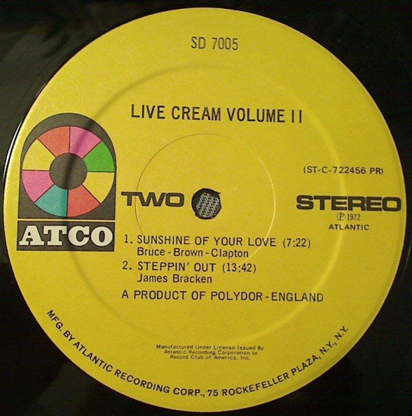 Cream (2) : Live Cream Volume II (LP, Album, Club, RE)