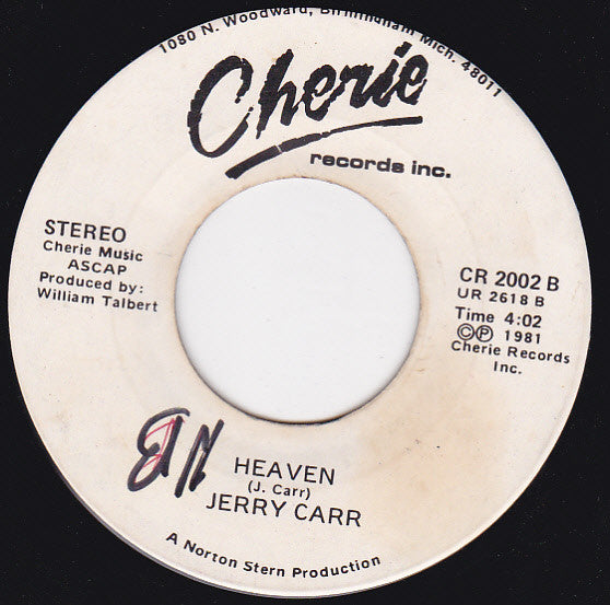Jerry Carr : Keep On Comin' Back / Heaven (7")