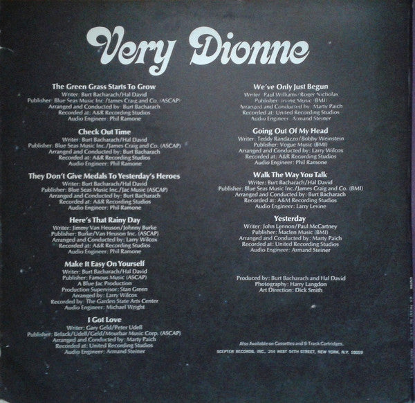 Dionne Warwick : Very Dionne (LP, Album, Club, RE, Pre)
