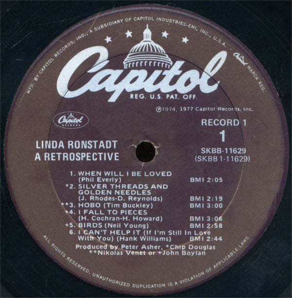 Linda Ronstadt : A Retrospective (2xLP, Comp)