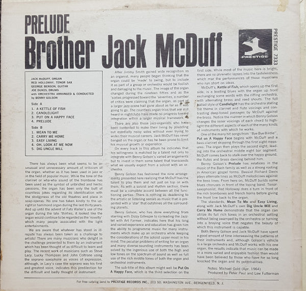 Brother Jack McDuff : Prelude (LP, Album)