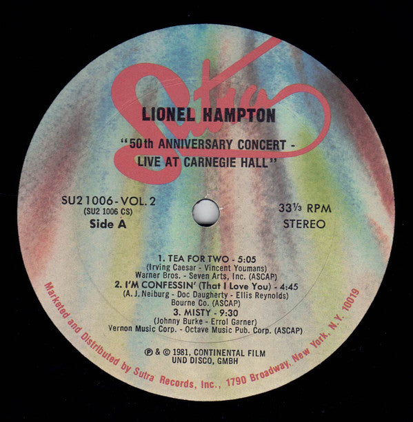 Lionel Hampton : 50th Anniversary Concert Live At Carnegie Hall (2xLP, Album, Gat)