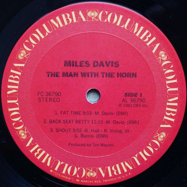 Miles Davis : The Man With The Horn (LP, Album, Car)