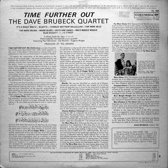 The Dave Brubeck Quartet : Time Further Out (Miro Reflections) (LP, Album, Mono, RP)