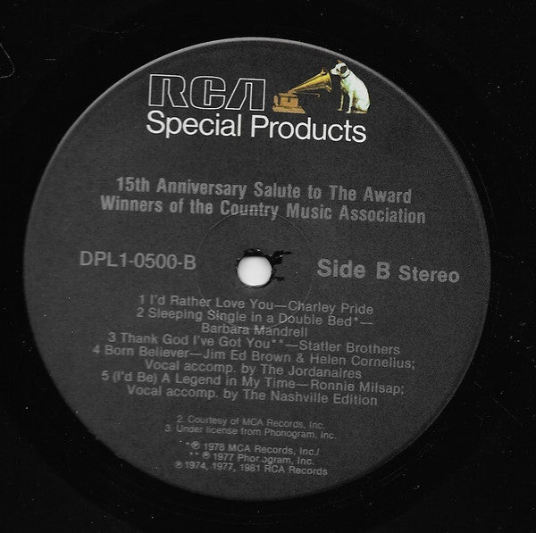 Various : 15th Anniversary Salute To The Award Winners Of The Country Music Association (LP, Comp)