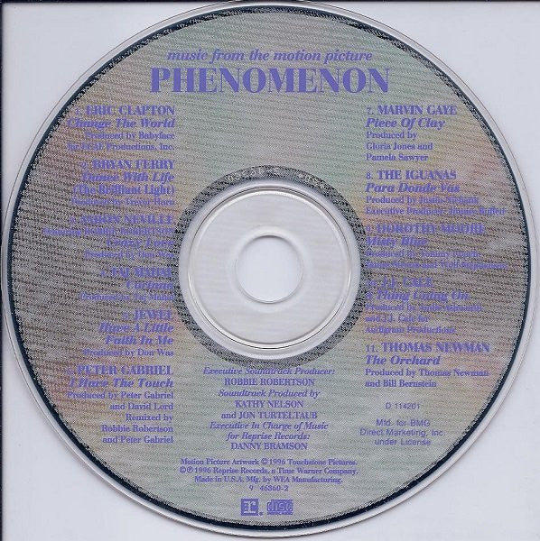 Various : Music From The Motion Picture Phenomenon (CD, Album, Comp, Club)