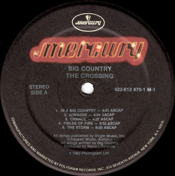 Big Country : The Crossing (LP, Album, 53 )