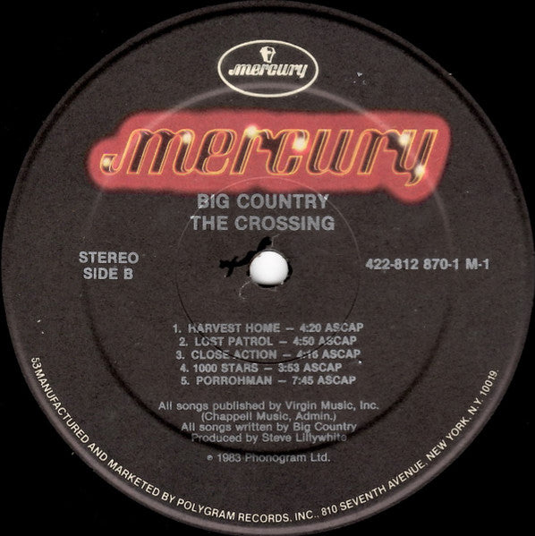 Big Country : The Crossing (LP, Album, 53 )