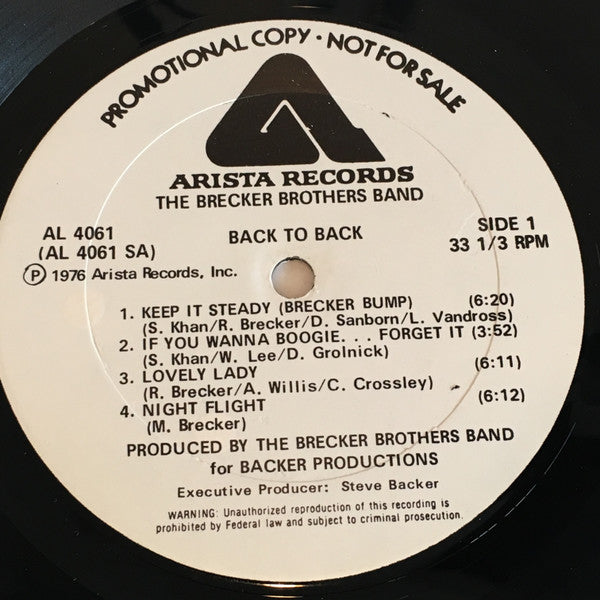 The Brecker Brothers : Back To Back (LP, Album, Promo)