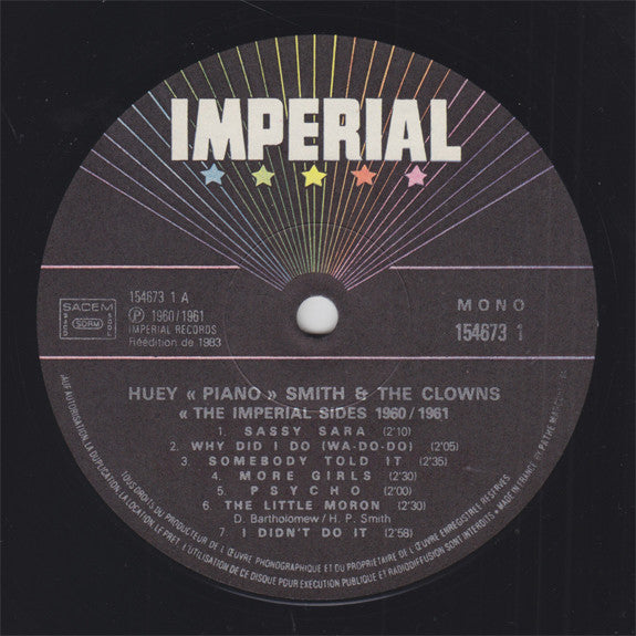 Huey "Piano" Smith & His Clowns : The Imperial Sides 1960-61 (LP, Comp, Mono)