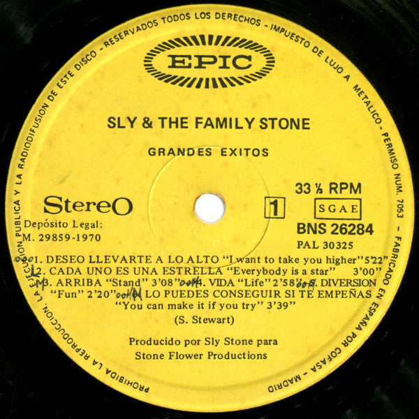 Sly & The Family Stone : Greatest Hits = Grandes Éxitos (LP, Comp, Gat)