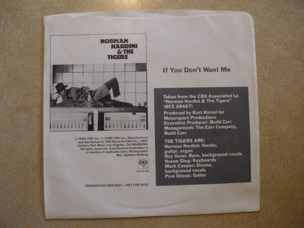 Norman Nardini And The Tigers : If You Don't Want Me (7", Promo)