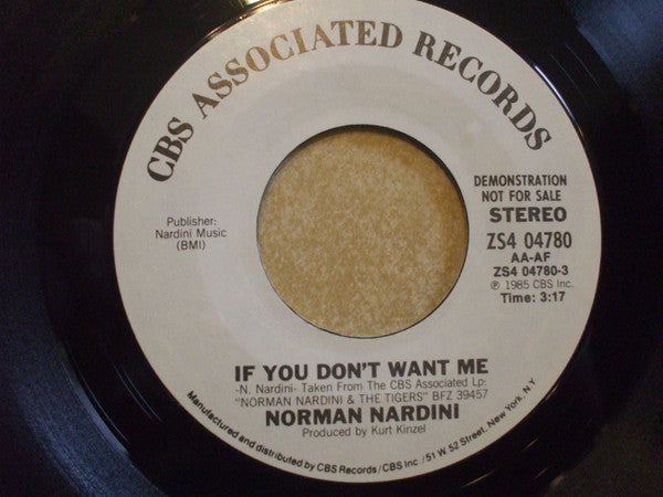 Norman Nardini And The Tigers : If You Don't Want Me (7", Promo)