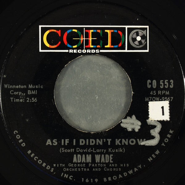 Adam Wade (2) With George Paxton & His Orchestra : As If I Didn't Know / Playin' Around (7", Ind)