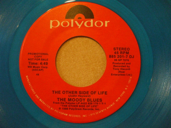The Moody Blues : The Other Side Of Life (7", Promo, Blu)