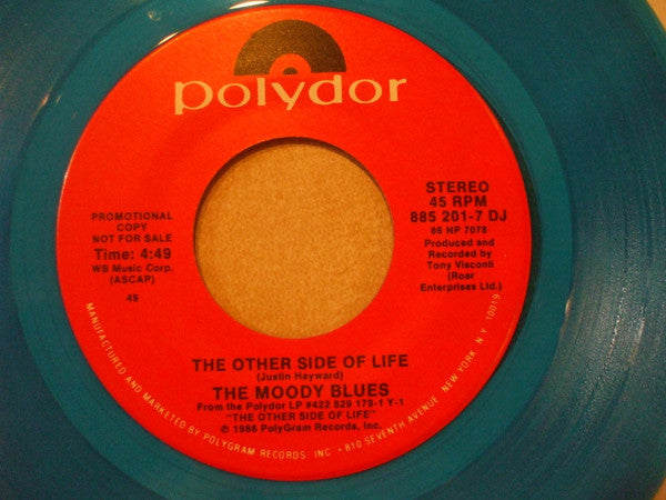 The Moody Blues : The Other Side Of Life (7", Promo, Blu)
