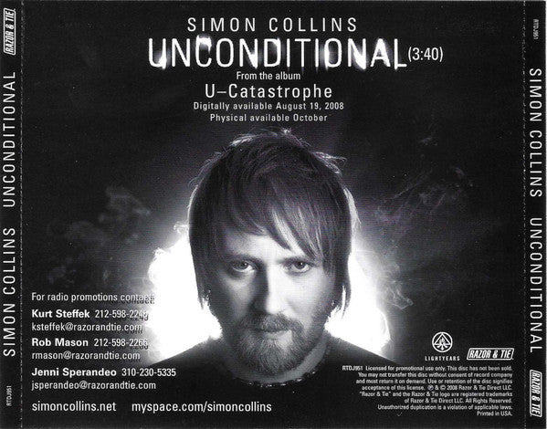 Simon Collins : Unconditional (CD, Single, Promo)